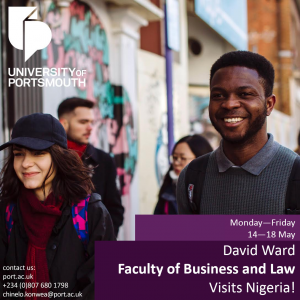 The prestigious Business and Law Faculty of the University of Portsmouth houses innovative, industry relevant courses and specialist programmes not found elsewhere and are of particular interest to Nigerian Students .