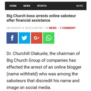 Olakunle Churchill Arrest Online Saboteur After 100$ Assistance.