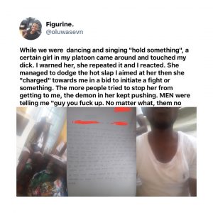 Man slapped by girl who sexually harassed him at the Lagos NYSC camp. [Swipe]