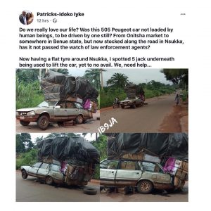 We need help,” man laments, after spotting a distressed car in Anambra State