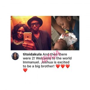 Nigerian singer, Bez, and wife, Bolatito, welcome their second child