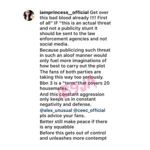 BBN’s Princess thinks Ceec’s acid threat was a stunt, slams her