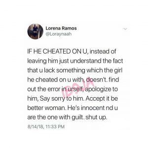 What to do when your man cheats on you - Female Twitter user