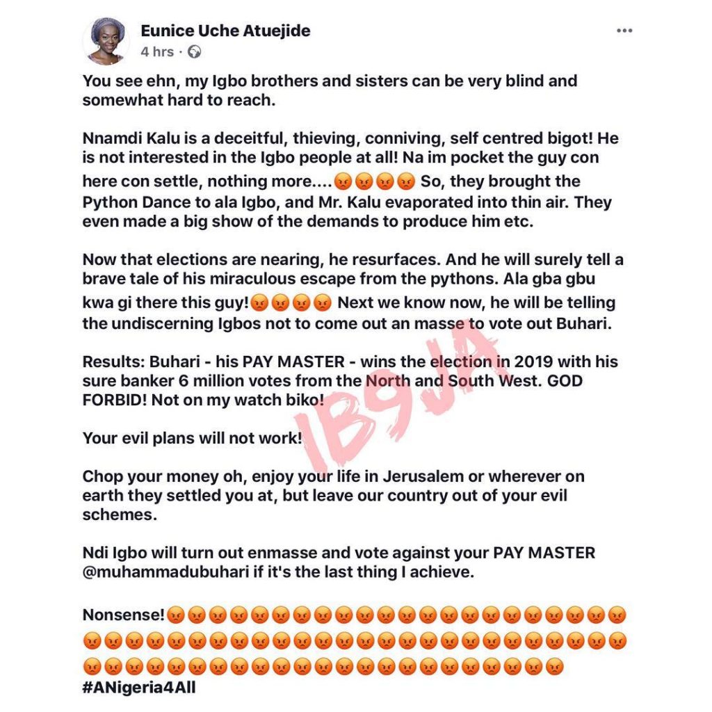 Igbos can be very blind and somewhat hard to reach - Presidential aspirant Eunice Atuejide speaks on Kanu's re-emergence in Israel