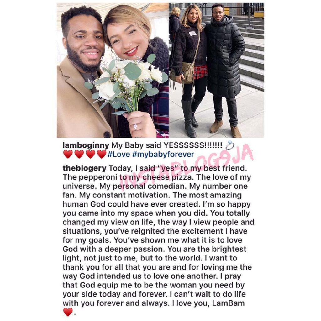 Nigerian musician, Lamboginny, engaged to his model/actress girlfriend, Taccara Rae
