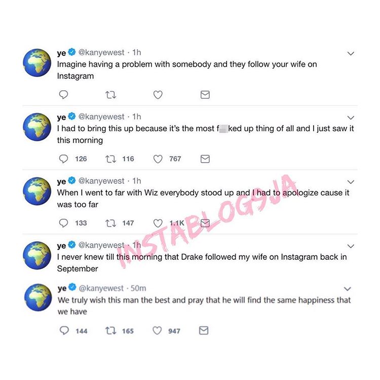 #Kanye Unloads on #Drake for following his wife on IG