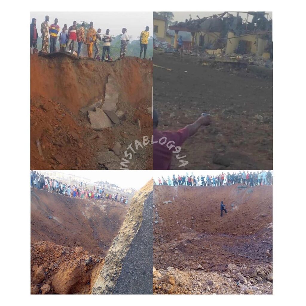 Just In: Road cut into two, about 100 houses destroyed in Akure explosion