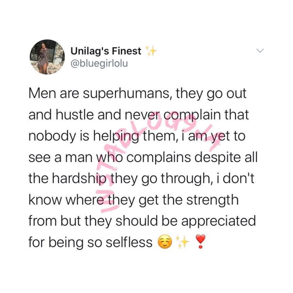 Men should be appreciated for being selfless - Lady