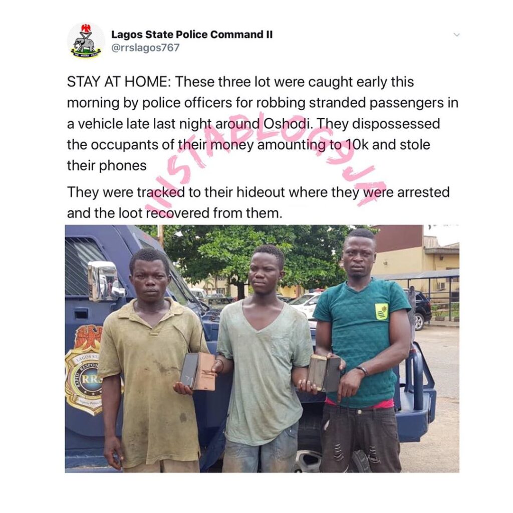 Lockdown: Three arrested for robbing stranded commuters in #Lagos
