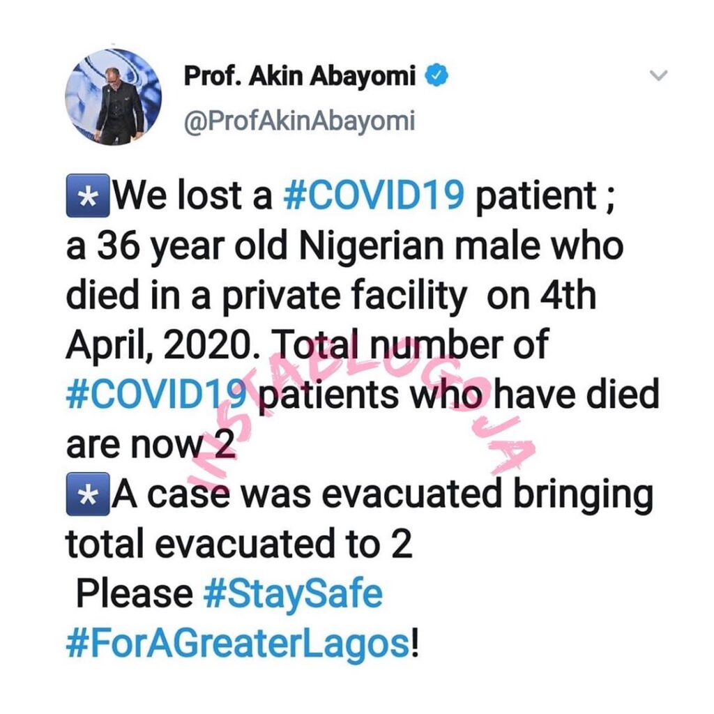 LagosState loses another Covid-19 patient