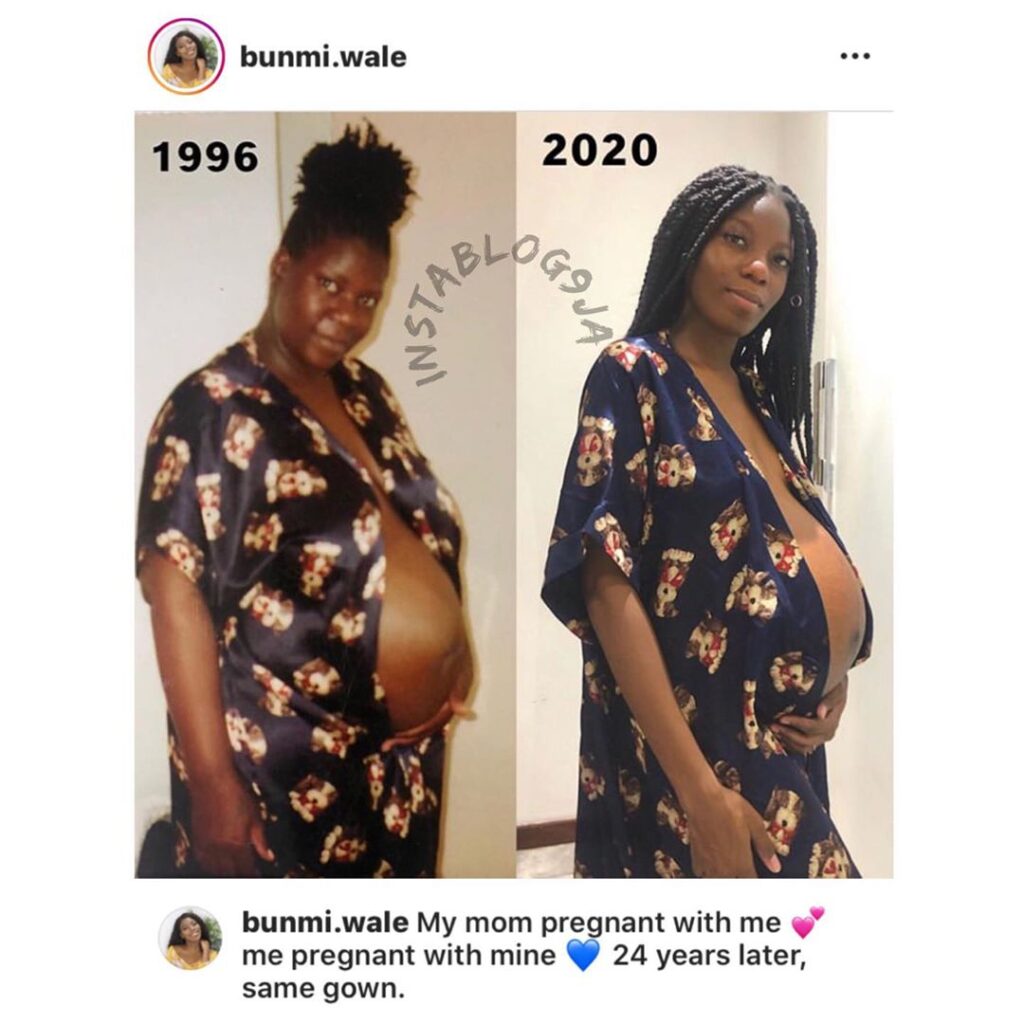 24yrs later, pregnant Nigerian doctor rocks the same gown her mom wore while carrying her pregnancy