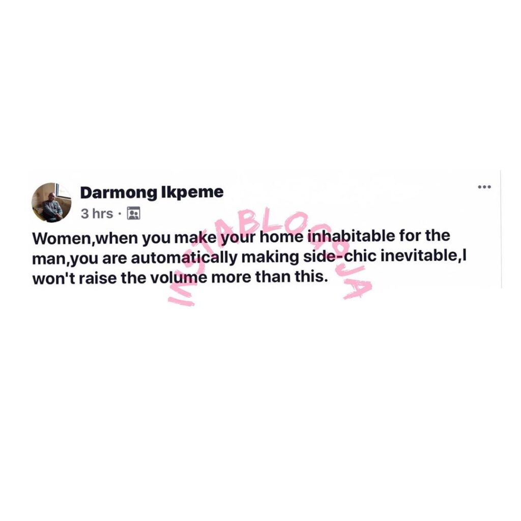 Making your home inhabitable for your man, makes the side chic inevitable - Nigerian school teacher