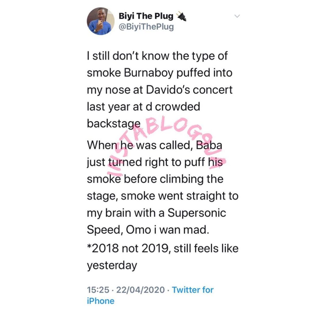 I still don’t know the type of smoke Burnaboy puffed into my nose - Brand manager Biyi