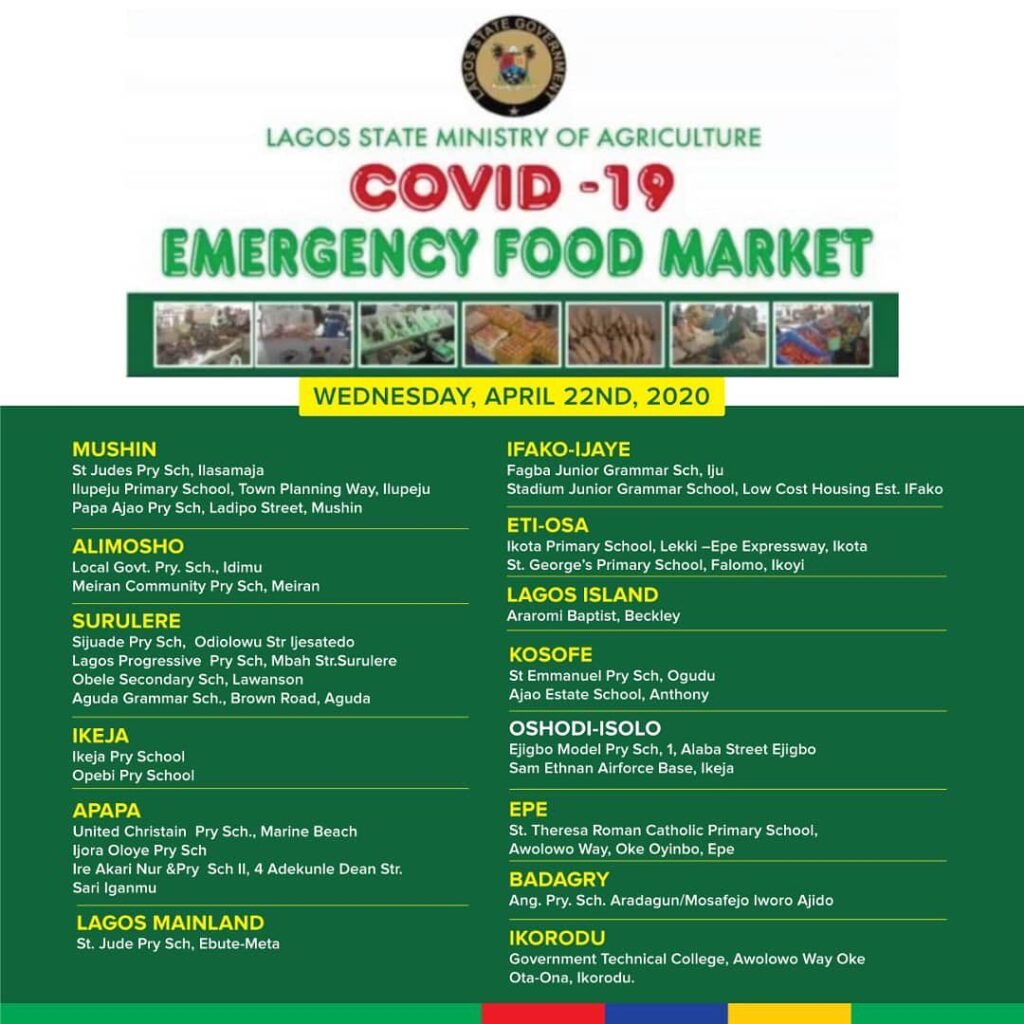 Dear good people of Lagos, the Lagos state government through the ministry of agriculture is doing everything possible to limit the harsh impact of the Coronavirus (COVID-19) pandemic on the state's food security.