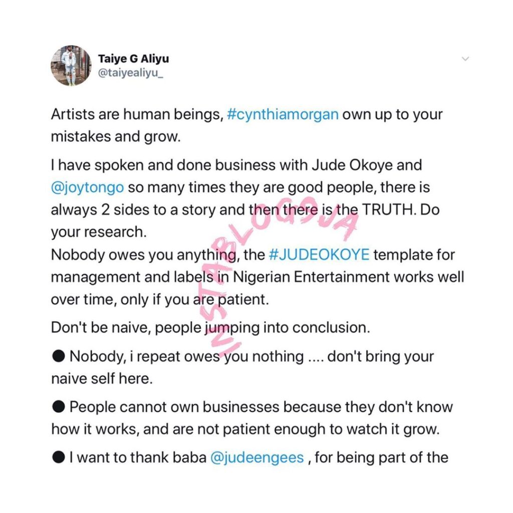 “Thank you for shaping music business in Africa. Your template works,” Yemi Alade’s record label boss, Aliyu, hails Jude Okoye. [Swipe]