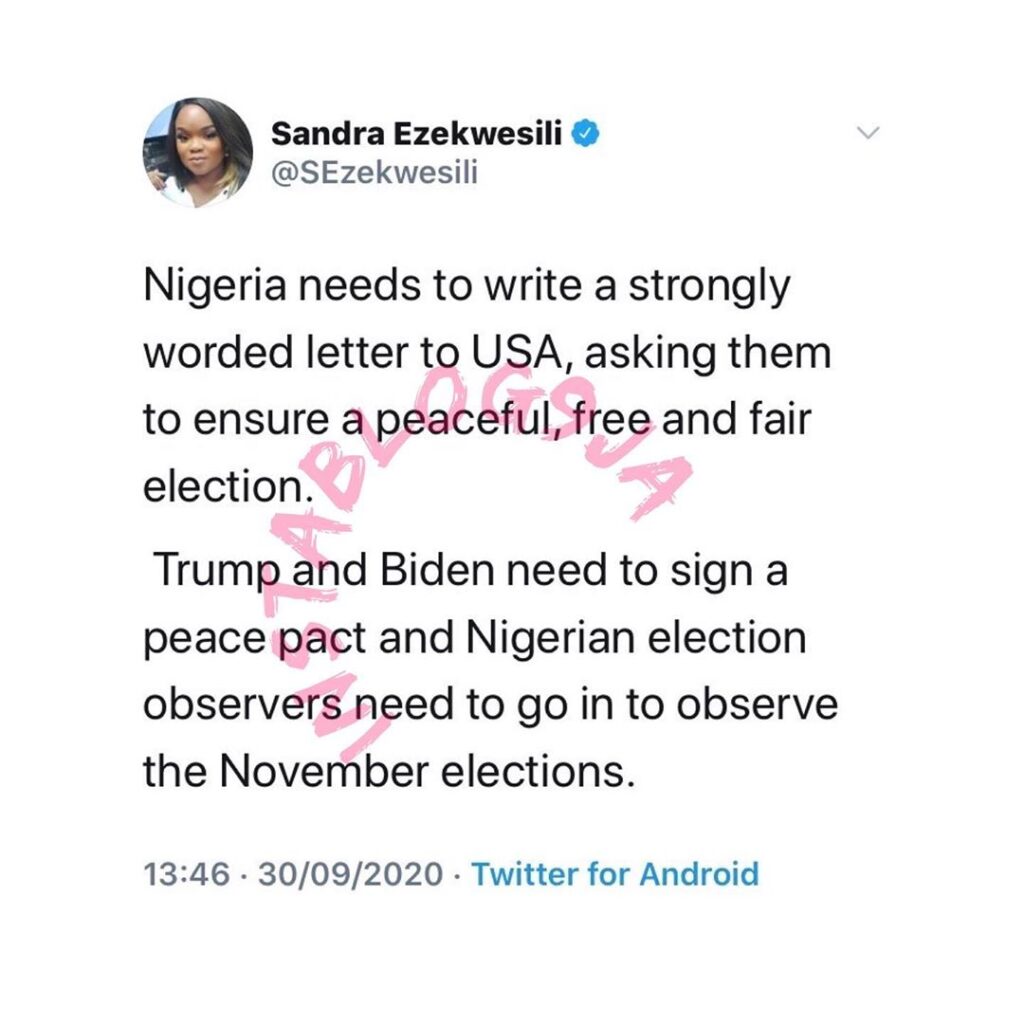 2020 Elections: Nigeria needs to write a strongly worded letter to the US — OAP Sandra Ezekwesili