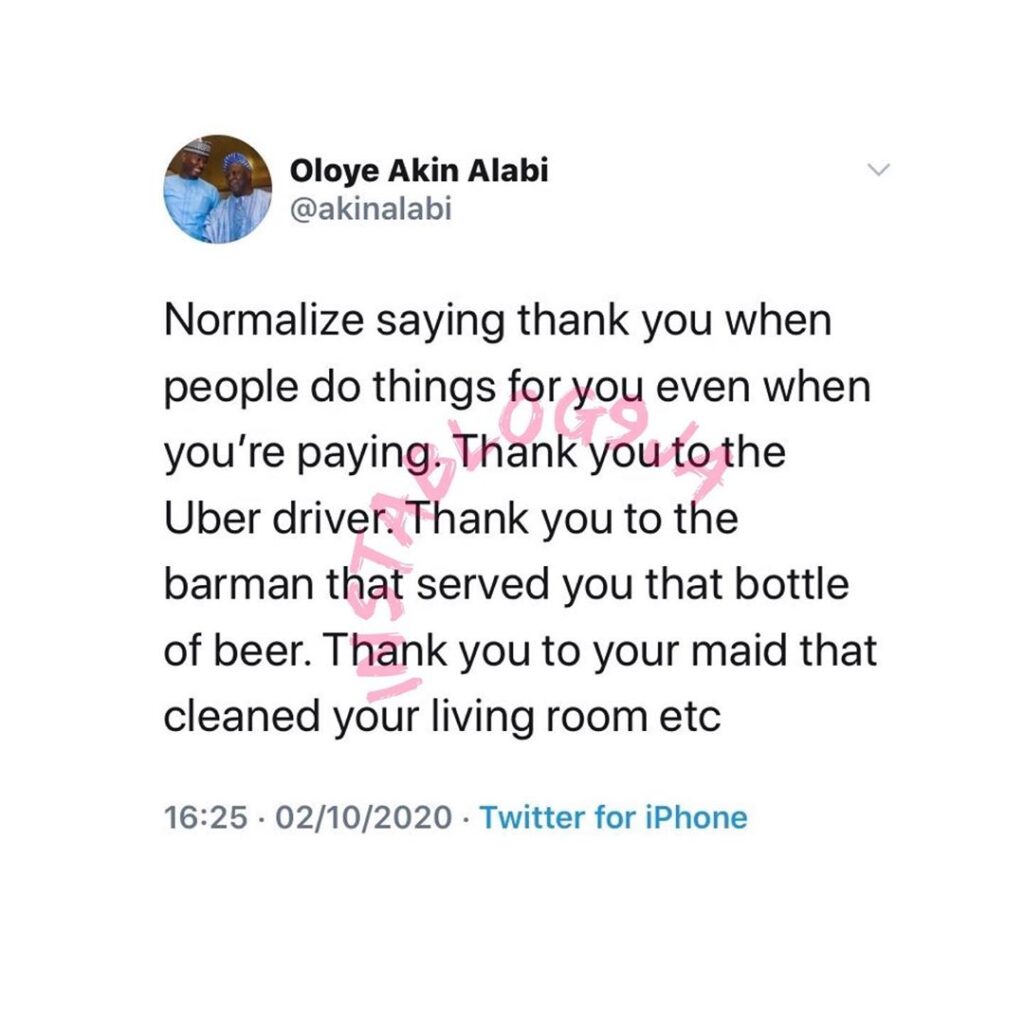 Normalize saying “Thank You” — Nigerian Politician