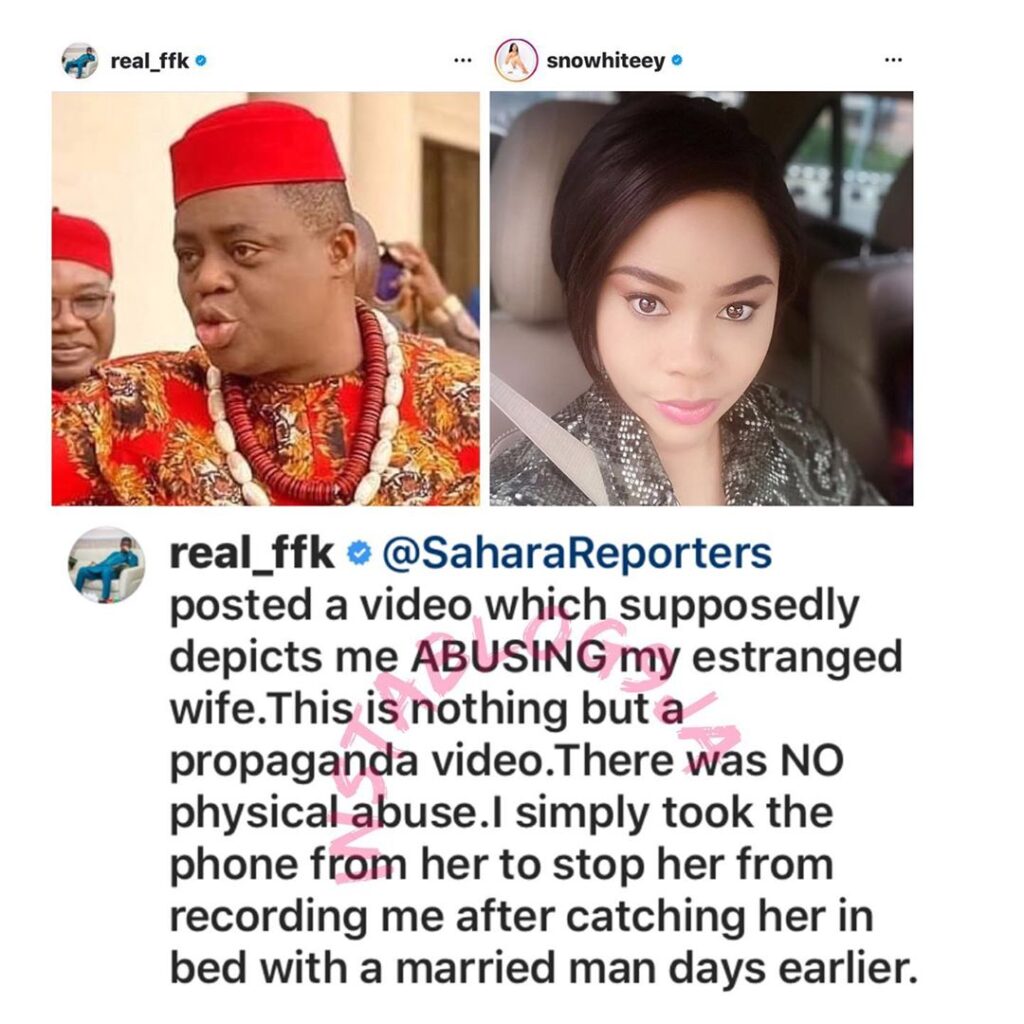 “I never physically abused Precious. I caught her in bed with a married man earlier,” ex-Minister of Aviation, Femi Fani-Kayode [Swipe] 📹@saharareporters