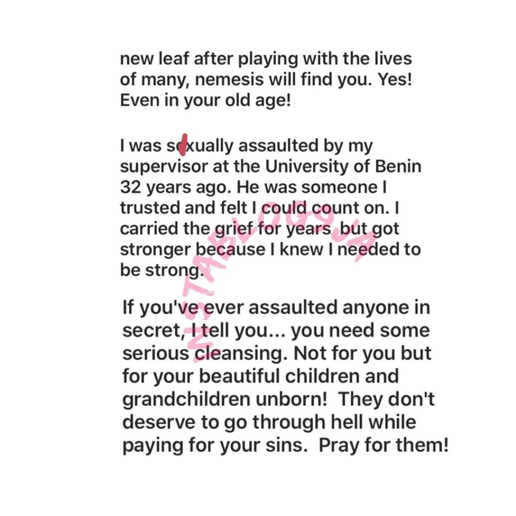 I was sexually assaulted by my lecturer 32 yrs ago in Uniben — Actress Amaeze Imarhiagbe