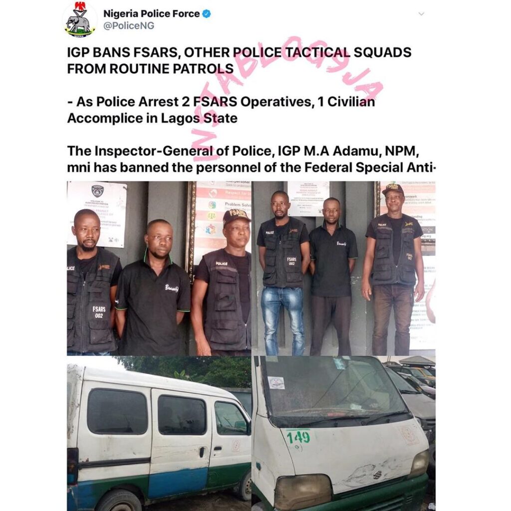 IGP bans SARS, other police tactical units from  patrols, ‘stop and search’ duties. [Swipe]