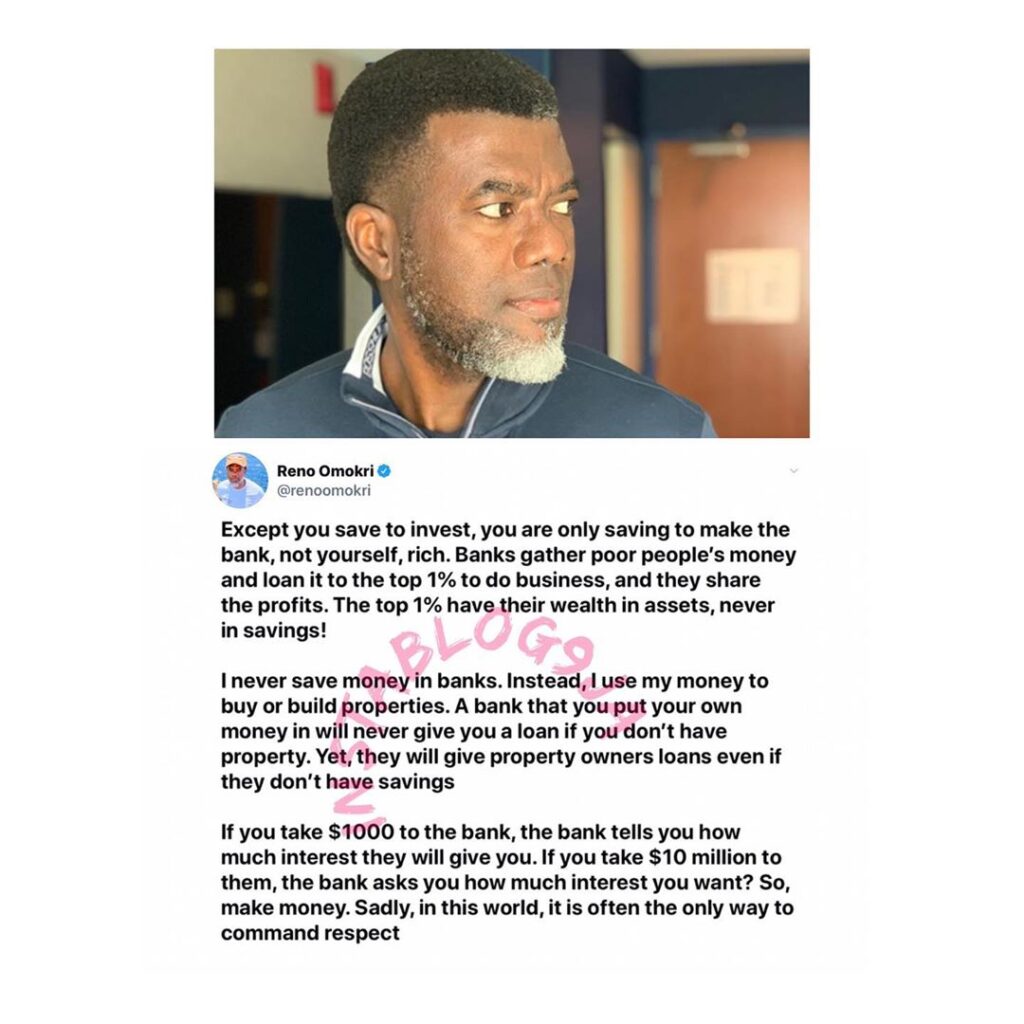 Why I never save my money in the bank — Reno Omokri