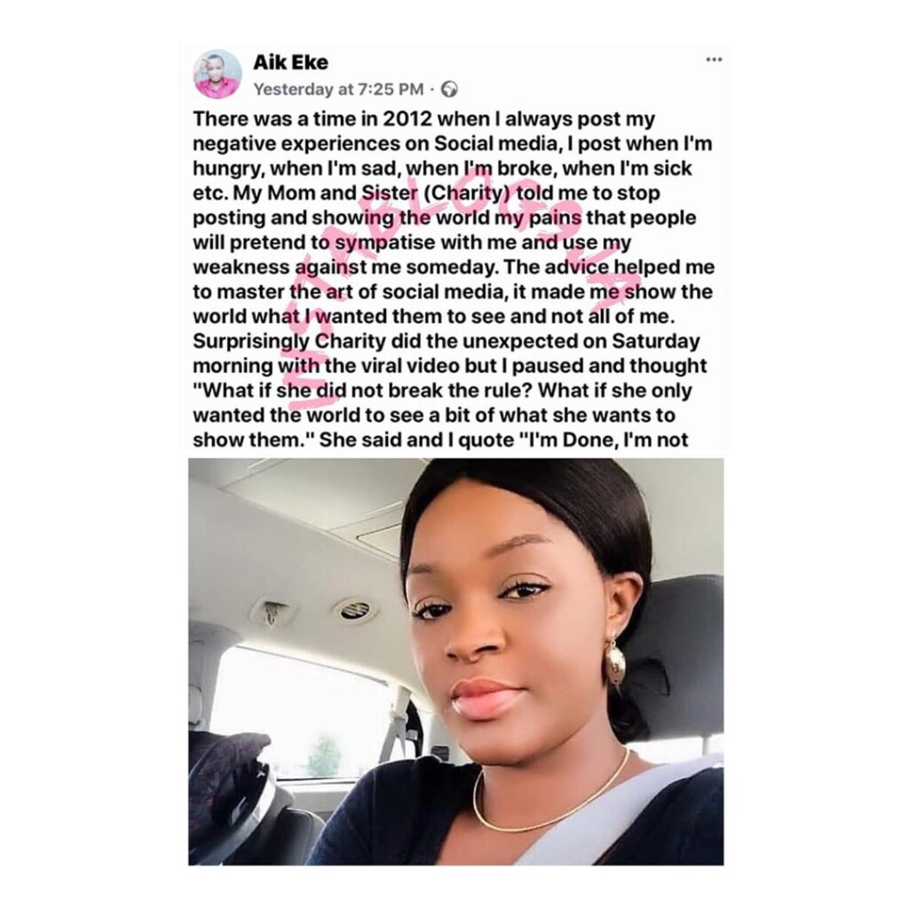 “It was not a case of domestic violence,” Actress Chacha Eke’s brother, Aik speaks on her failed marriage. [Swipe]