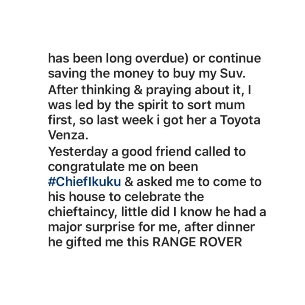 “It’s better to give than to receive,” Actor Alexx Ekubo says after a good friend gifted him a Range Rover [Swipe]