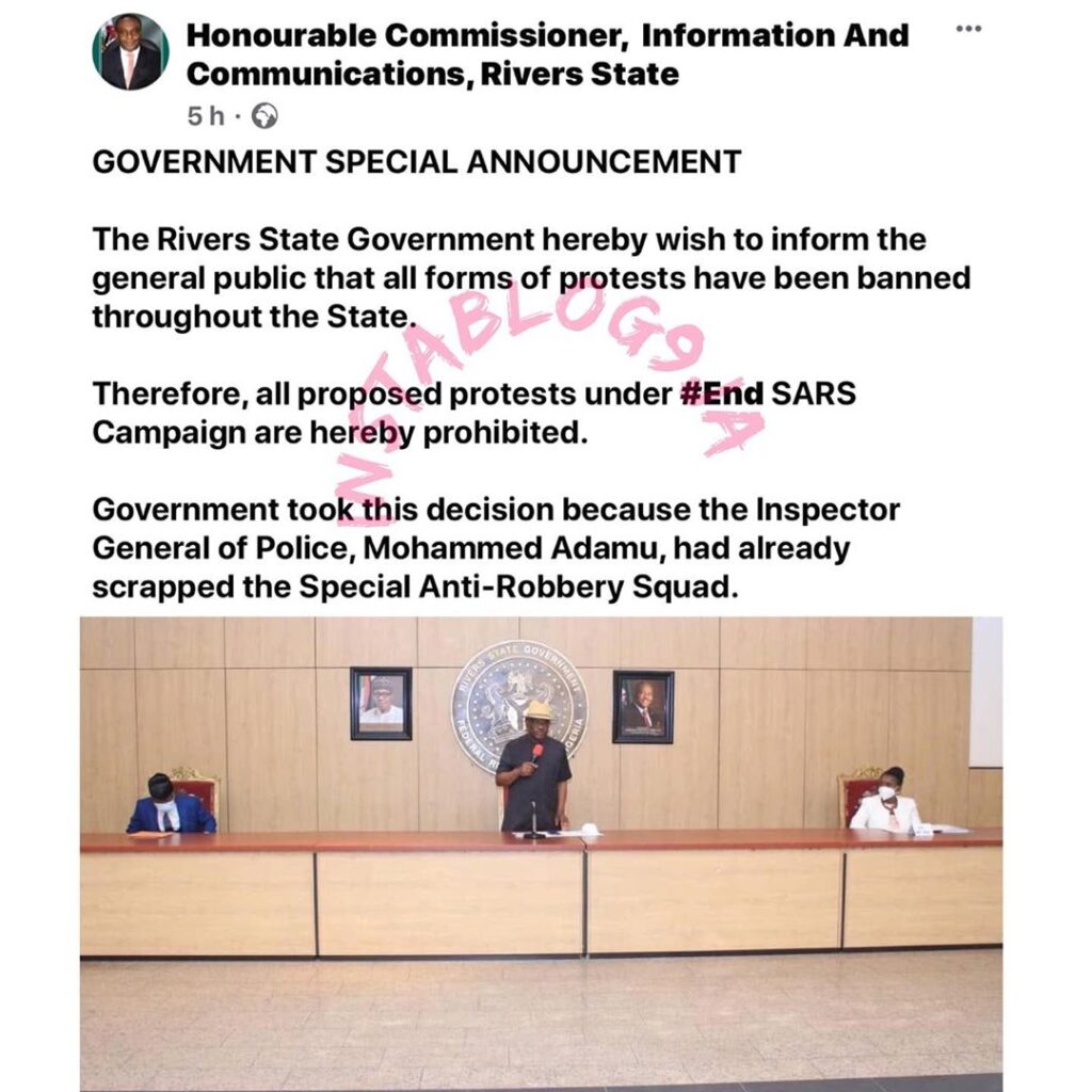 Gov. Wike bans all forms of protests in Rivers State [Swipe]