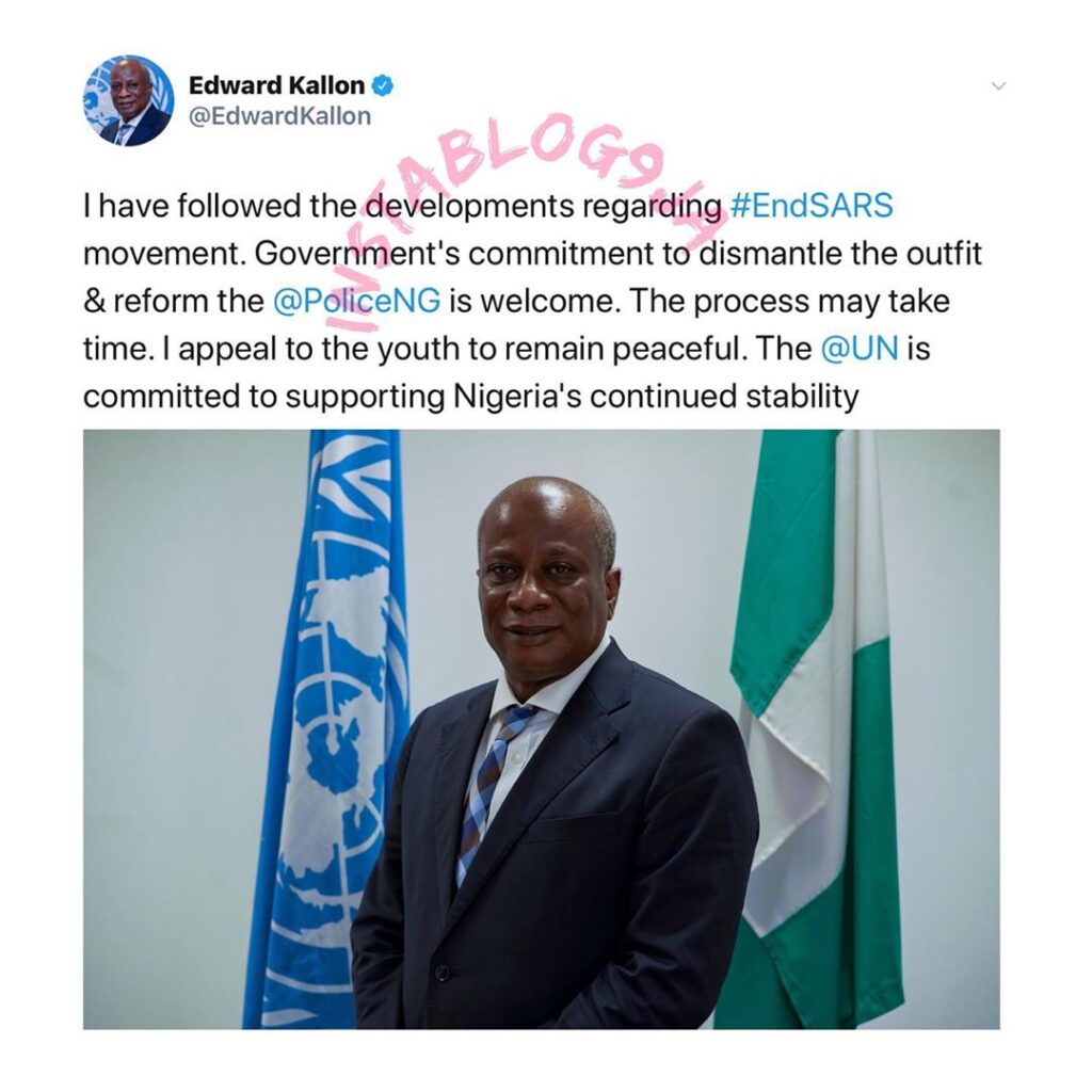UN Resident Coordinator in Nigeria , Edward Kallon appeals for calm with the protests