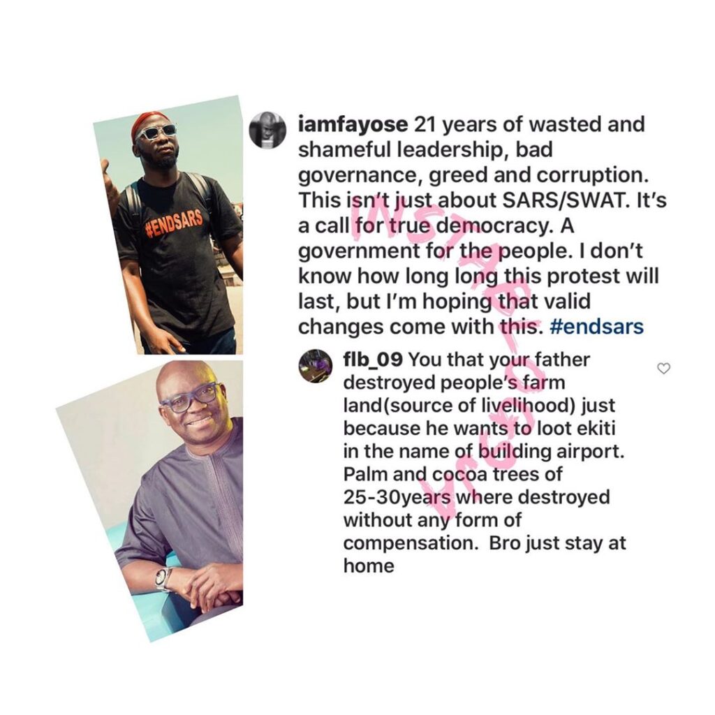 “I’m fighting for my future,” because my father and his ilk have failed us — ex-Gov. Fayose’s son says after being called out for his father’s audio airport[Swipe]