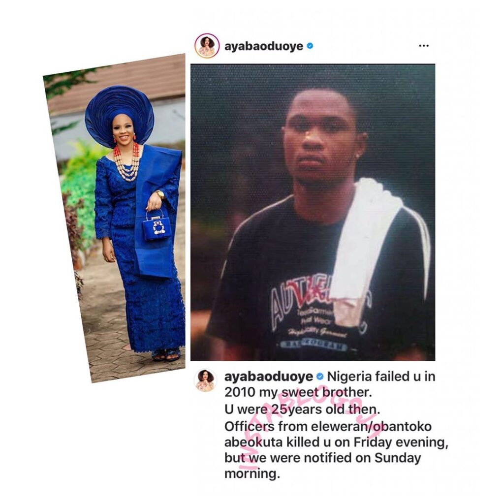 Actress Mosun Filan recounts how police officer killed her brother in 2010. [Swipe]