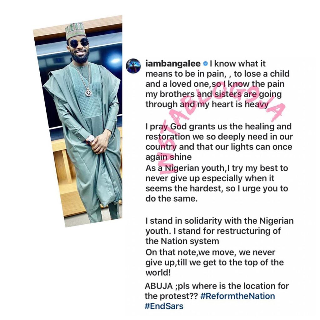 Where is the location of the Abuja protest — Singer Dbanj finally speaks on endSARS