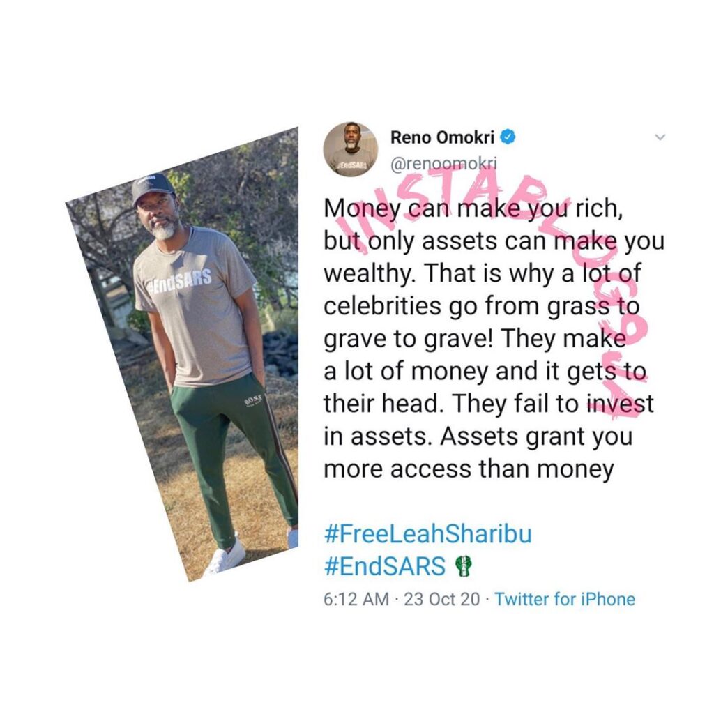 Why a lot of celebrities go from grass to grave — Reno Omokri