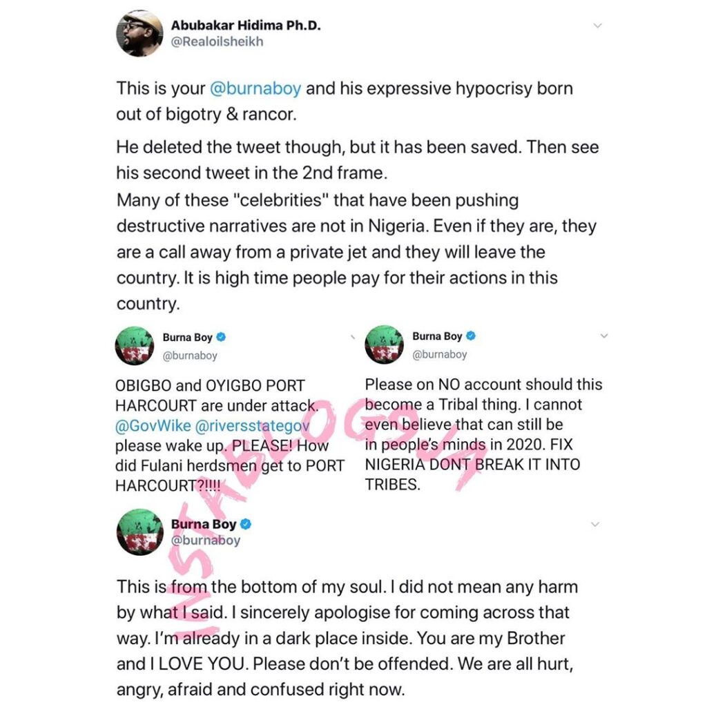 Singer Burnaboy apologizes after being called out over his reckless tweet