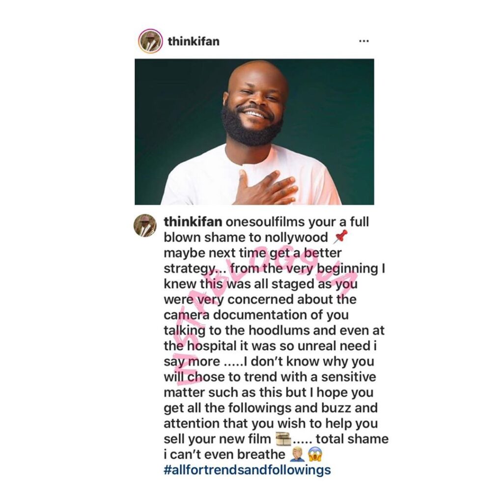 Lekki Tollgate shooting: “You’re a shame to Nollywood,” Fillmaker Ifeanyi Michael calls out his colleague, Onesoul. [Swipe]