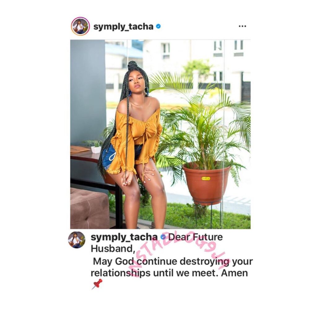 Reality star, Tacha, places an embargo on her future husband