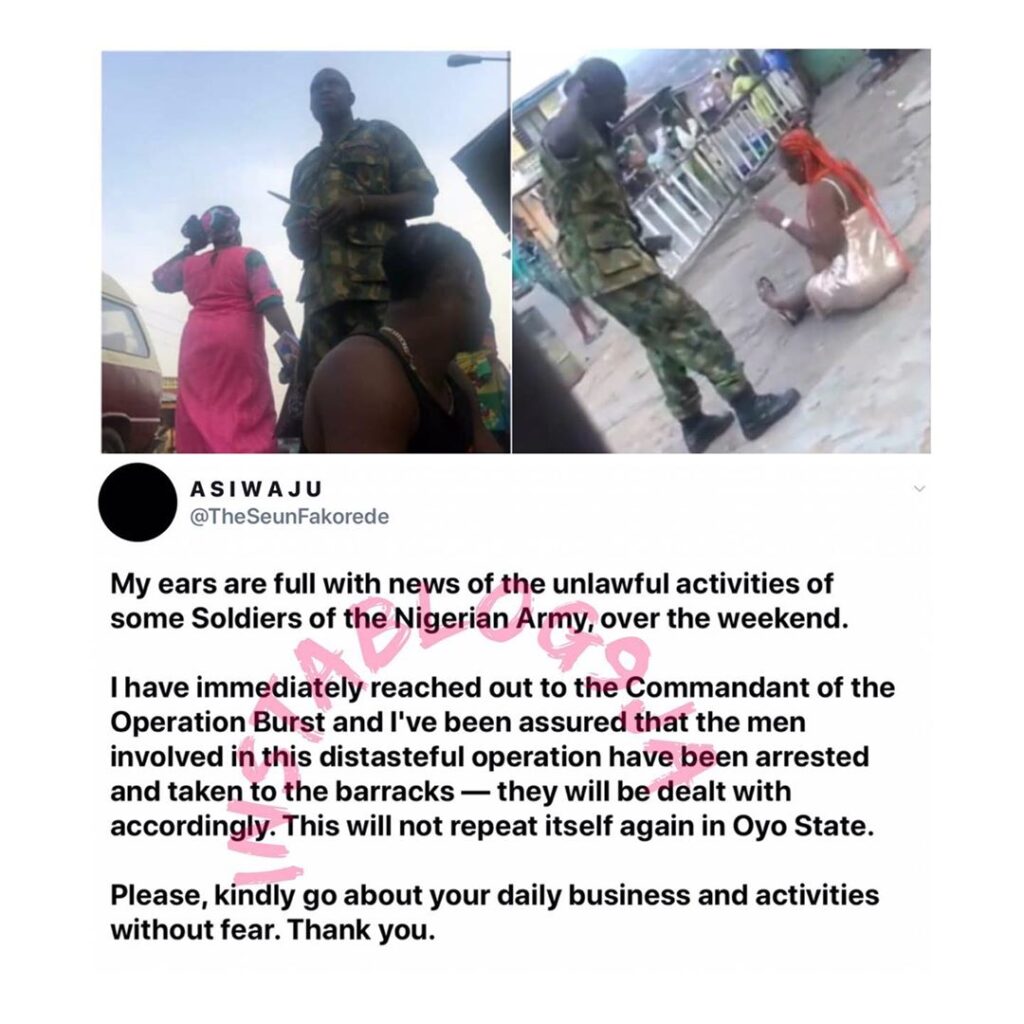 Soldiers who dehumanized and extorted passers-by in Oyo State have been arrested [Swipe]