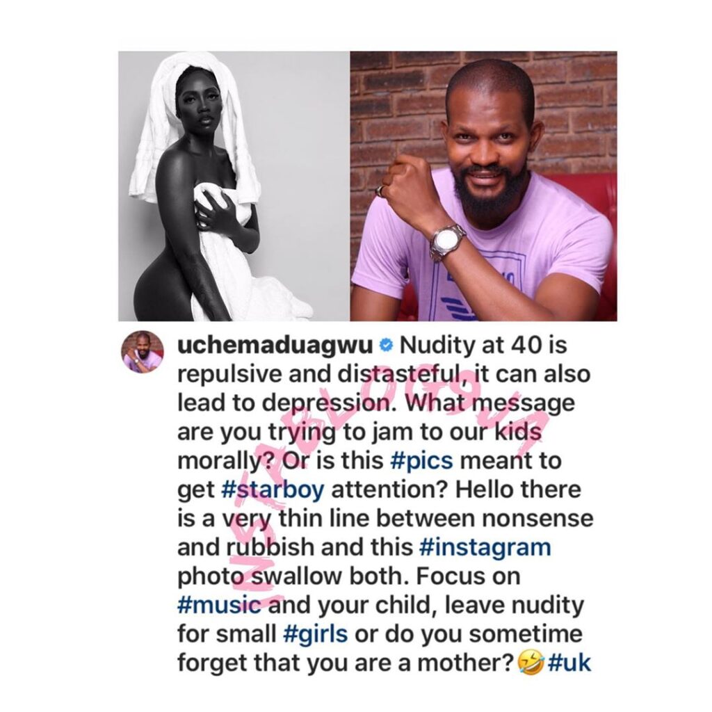 “Do you sometimes forget that you are a mom?” Actor Uche Maduagwu chides Tiwa Savage over nude pic