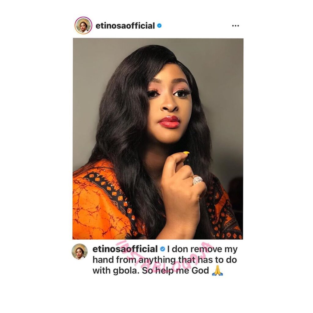After several years on ‘the matter,’ actress Etinosa proceeds on early retirement