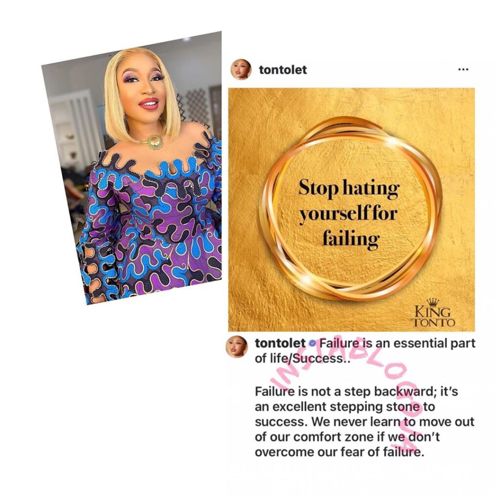 Stop hating yourself for failing — Actress Tonto Dikeh preaches [Swipe]