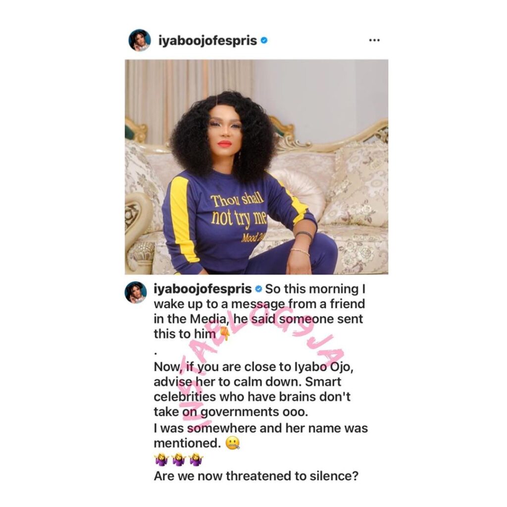 Actress Iyabo Ojo reveals she’s being threatened for saying she will never support APC and PDP [Swipe]
