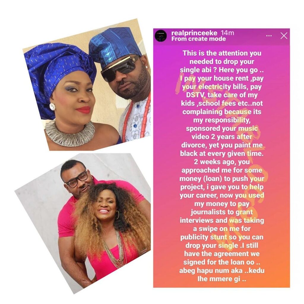 Actor Prince Eke accuses his ex-wife, Muma Gee, of using the money he gave her to blackmail him in public [Swipe]