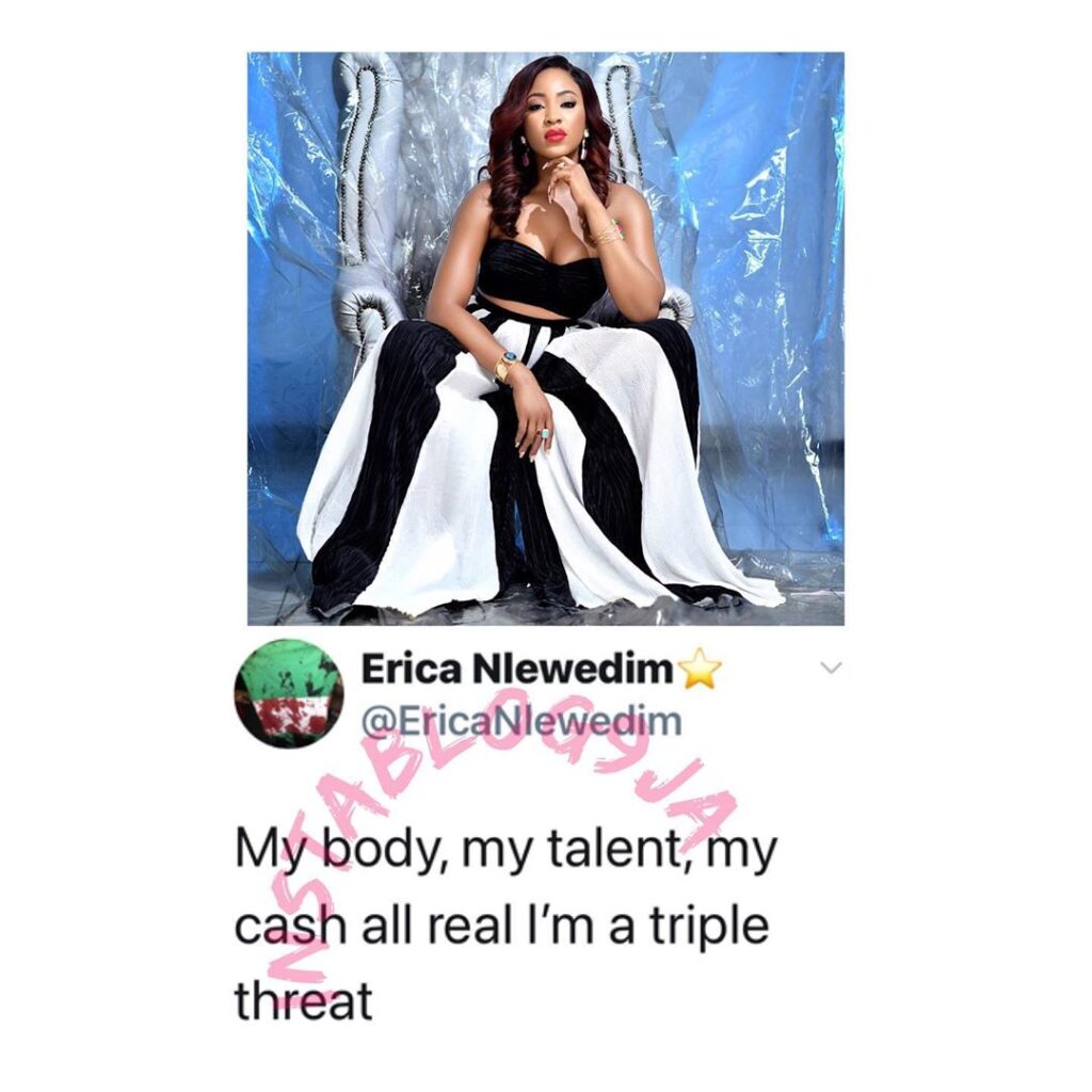 “I’m a triple threat,” BBN’s Erica sends a friendly reminder to Nigerians