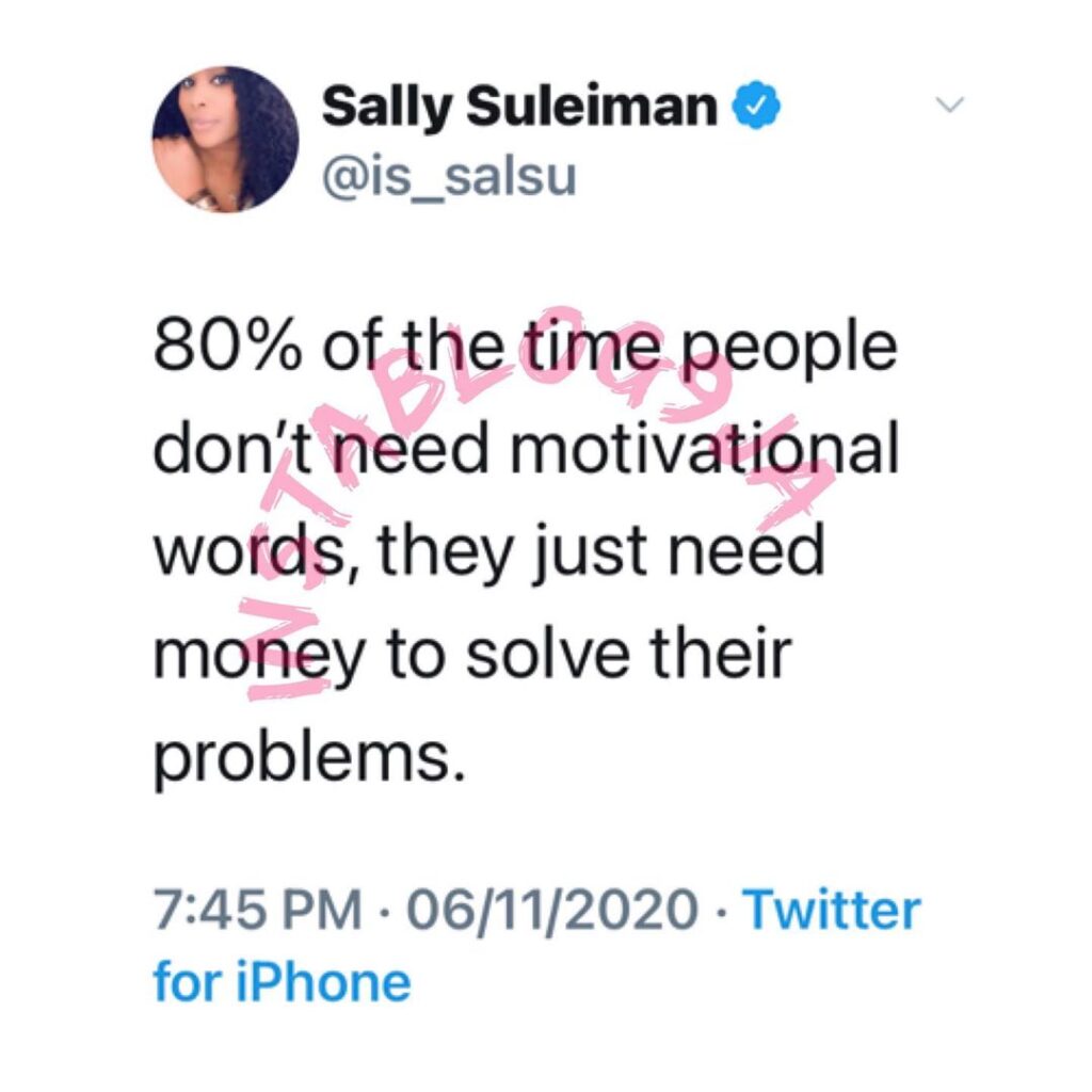 80% of the time, money solves problems than motivational words — Humanitarian Sally
