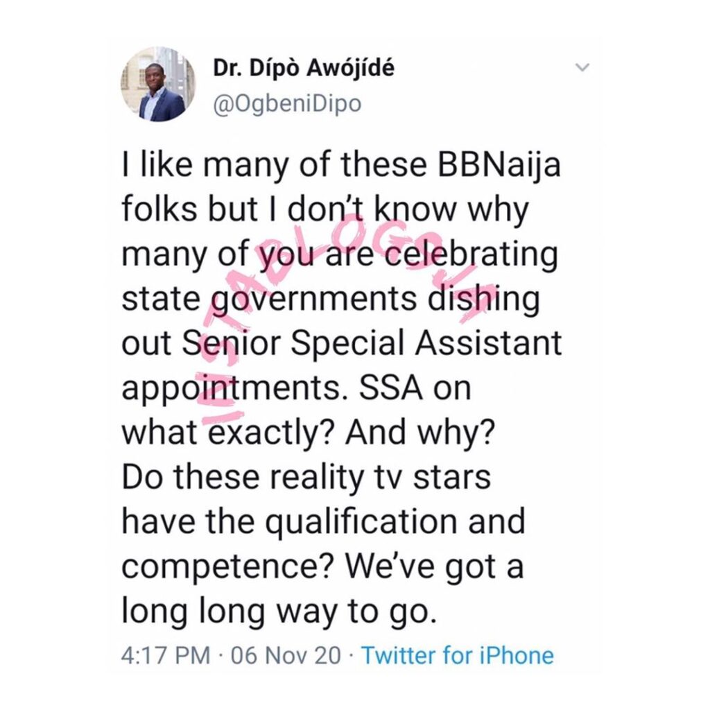 We’ve a long way to go if BBNaija Housemates are getting appointments from state governments — Lecturer