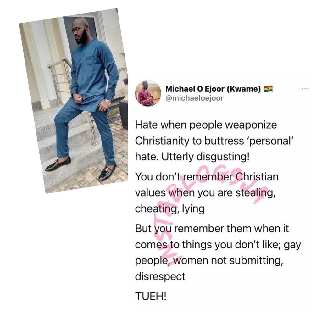 It’s disgusting when people weaponize Christianity to buttress personal hate — Actor Michael Ejoor