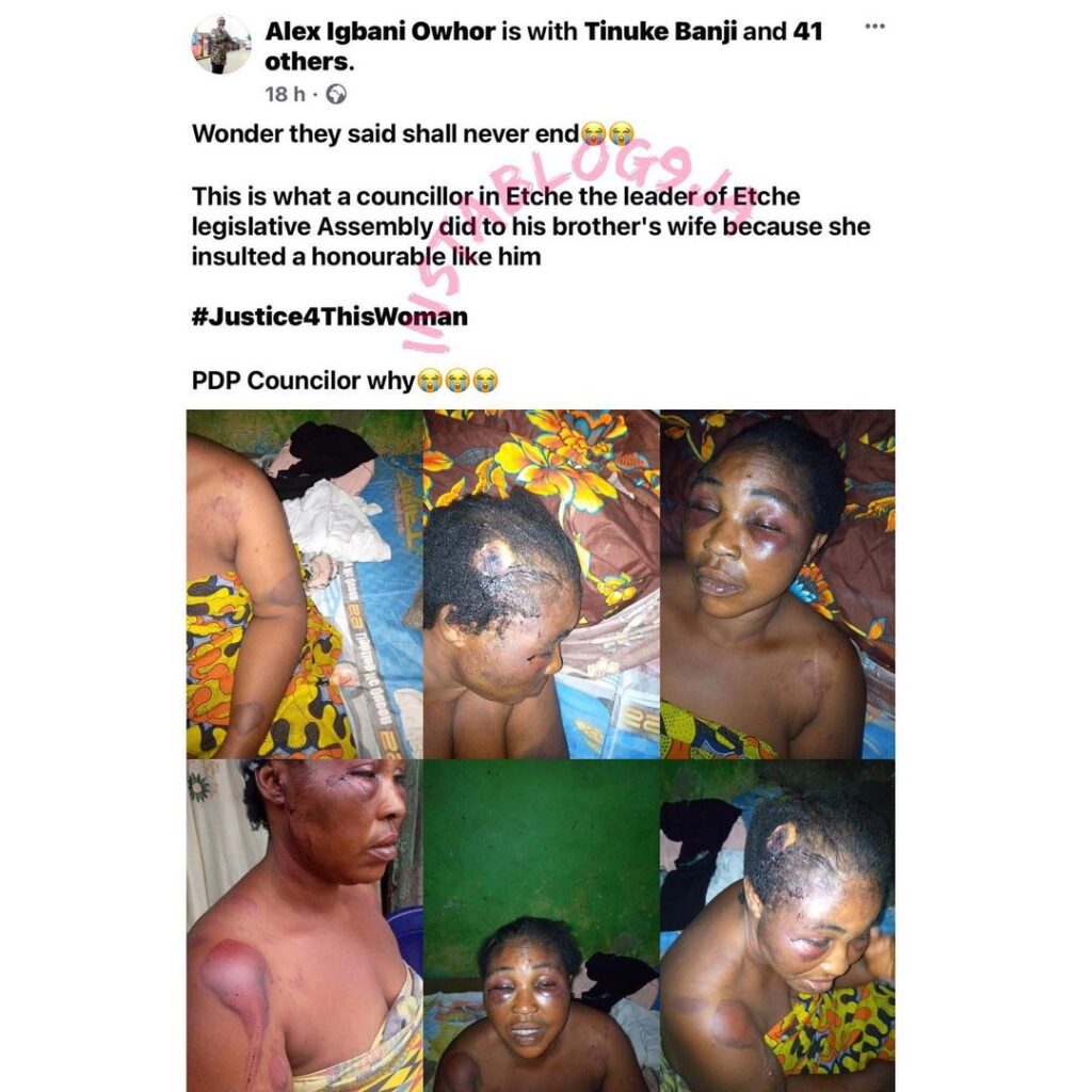 Graphic: Rivers State Councilor And Siblings Accused Of Beating Up Their Brother's Wife Over Suspected Witchcraft. [Swipe]