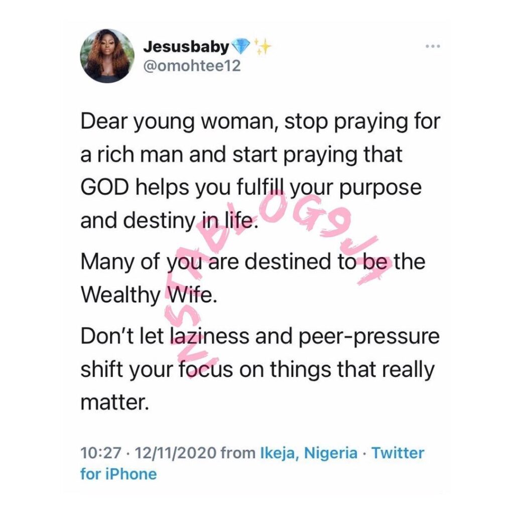 Ladies, stop praying for a rich man — Businesswoman