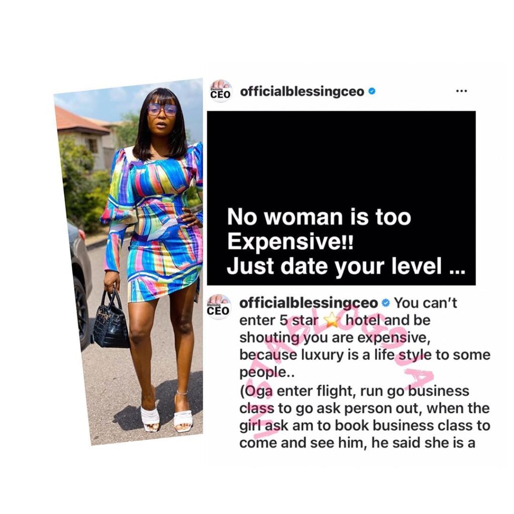 There are too many poor men with poor mindset. Date your level — Blogger, Blessing Okoro [Swipe]