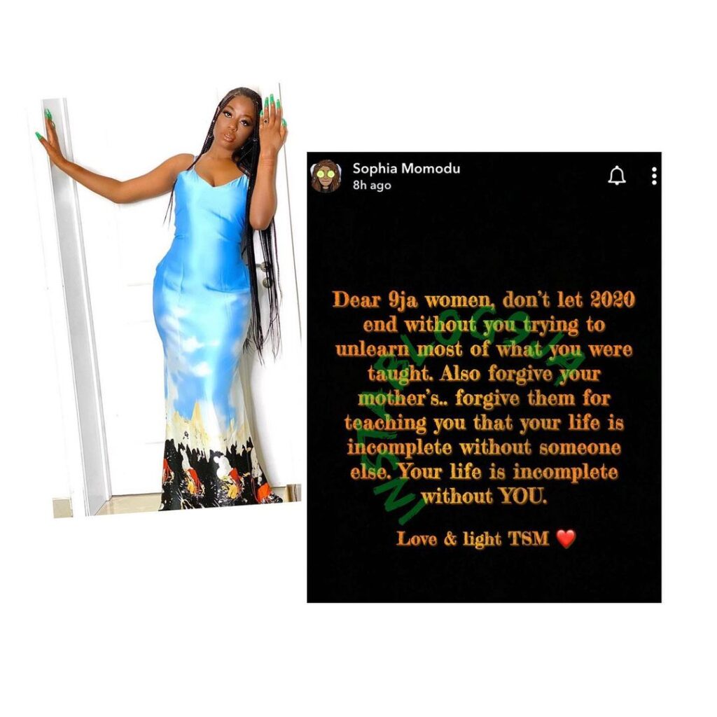 Women, don’t let 2020 end without you unlearning most of what you were taught — Davido’s babymama, Sofiatu Momodu